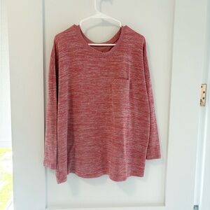 Torrid Super Soft Plush Marled Pink Long Sleeve Pocket Top Size 0/L